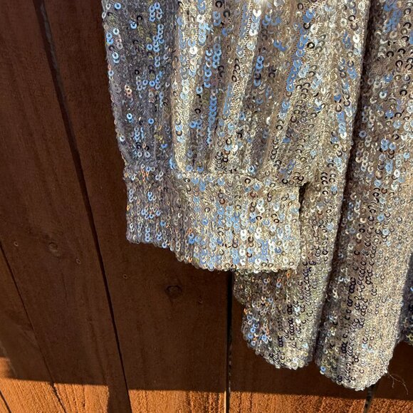 Sparkle Sequin Champagne & Silver Shirt 1X - Picture 4 of 6